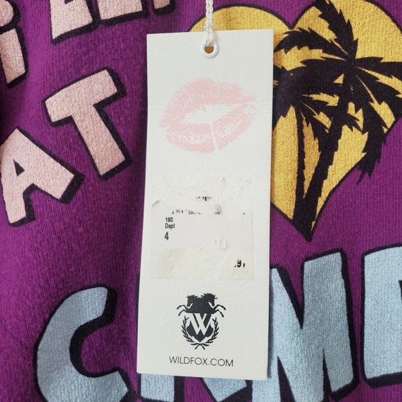 Wildfox Kids Purple Soft Cozy Graphic Sweater Sweatshirt Beach Palm Trees NWT - Picture 11 of 13